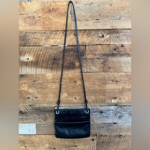 Margot New York Black Pebbled Leather Slim Crossbody Bag | Hand-Crafted Genuine